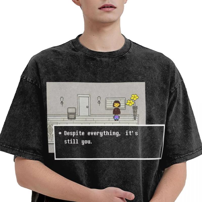 Frisk Despite Everything It's Still You Manga T Shirt Undertale Washed T-Shirts Short Sleeve Tees Tops Men Women Cotton Clothing
