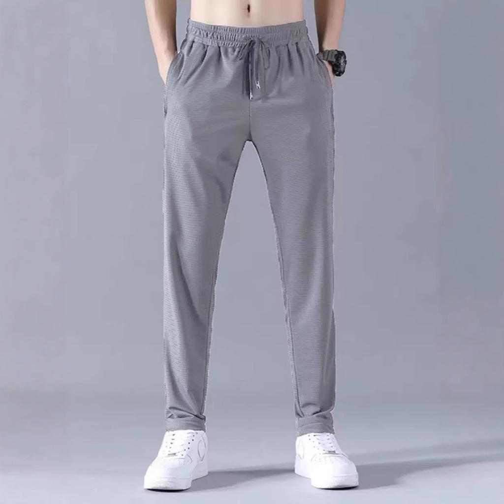Trendy Lunbu mesh ice silk pants men's casual sweatpants men's breathable quick-drying men's pants