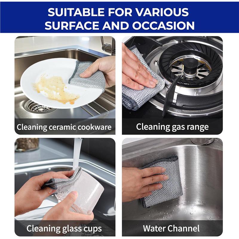 Reusable Non-Stick Steel Wool Dishcloth for Kitchen Cleaning