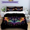 3pcs Neon Bat Print Duvet Cover Set, Cover For Bedroom Guest Room (1 Duvet Cover + 2 Pillowcase, Without Quilt),  yy250922111