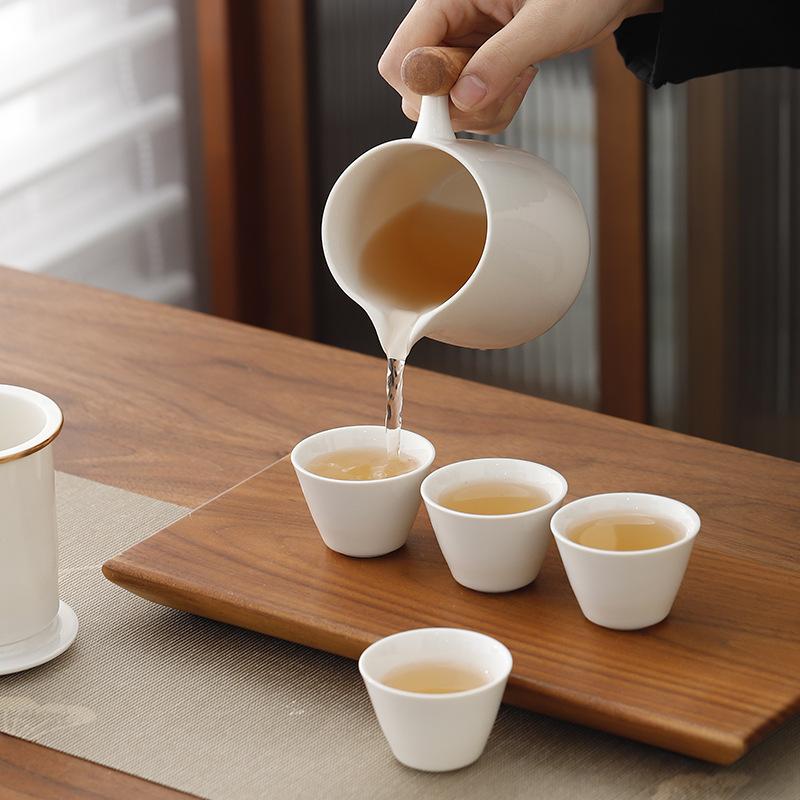 Suet Jade Porcelain Portable Travel Tea Set Small Set, One Pot Four Cups Brewing Teapot Tea Cup Kuaike Cup Kung Fu Tea Set
