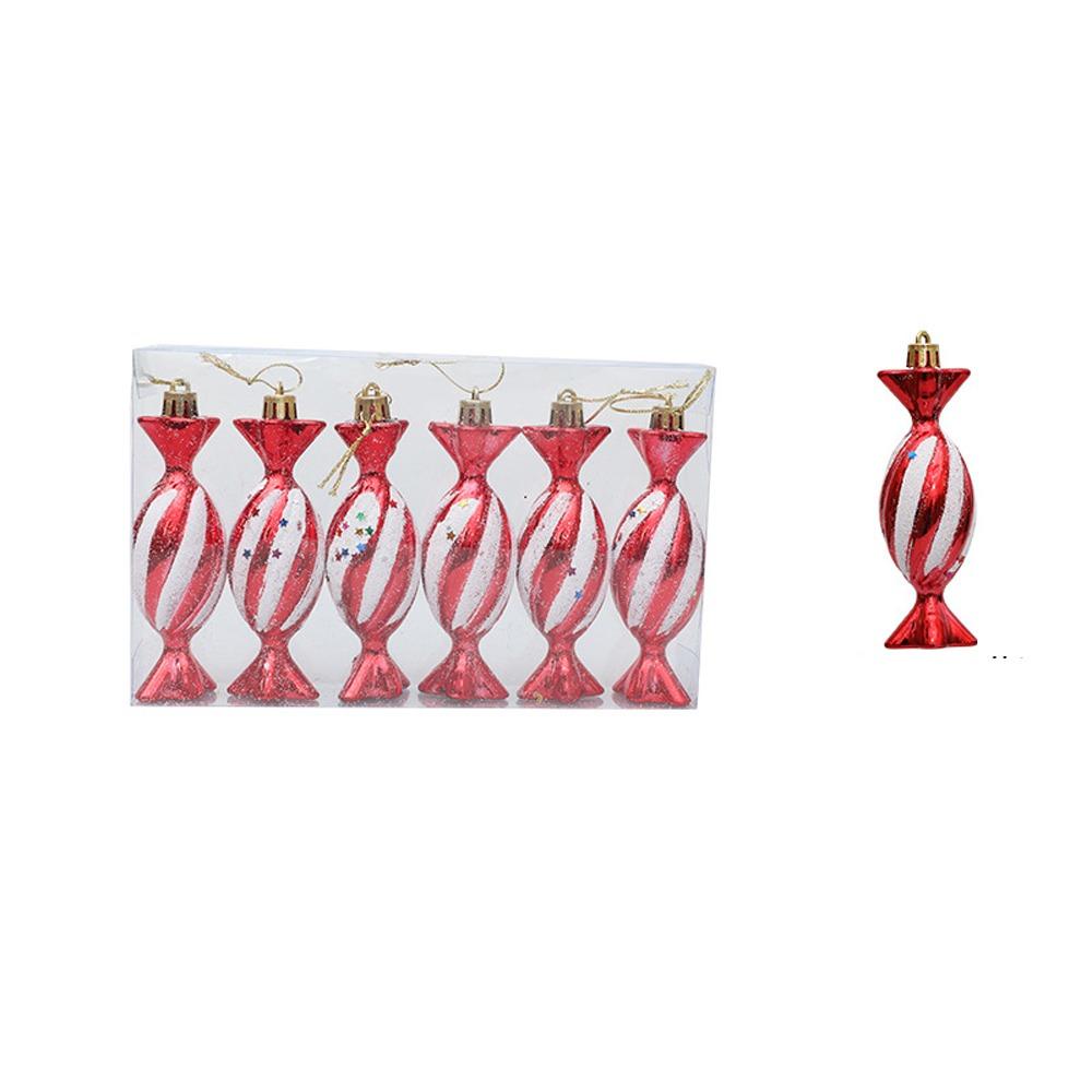 

6 шт. Пластиковые спирали Леденец трость Украшение Разноцветные подвески на рождественскую елку Праздничное украшение для вечеринки Style 1