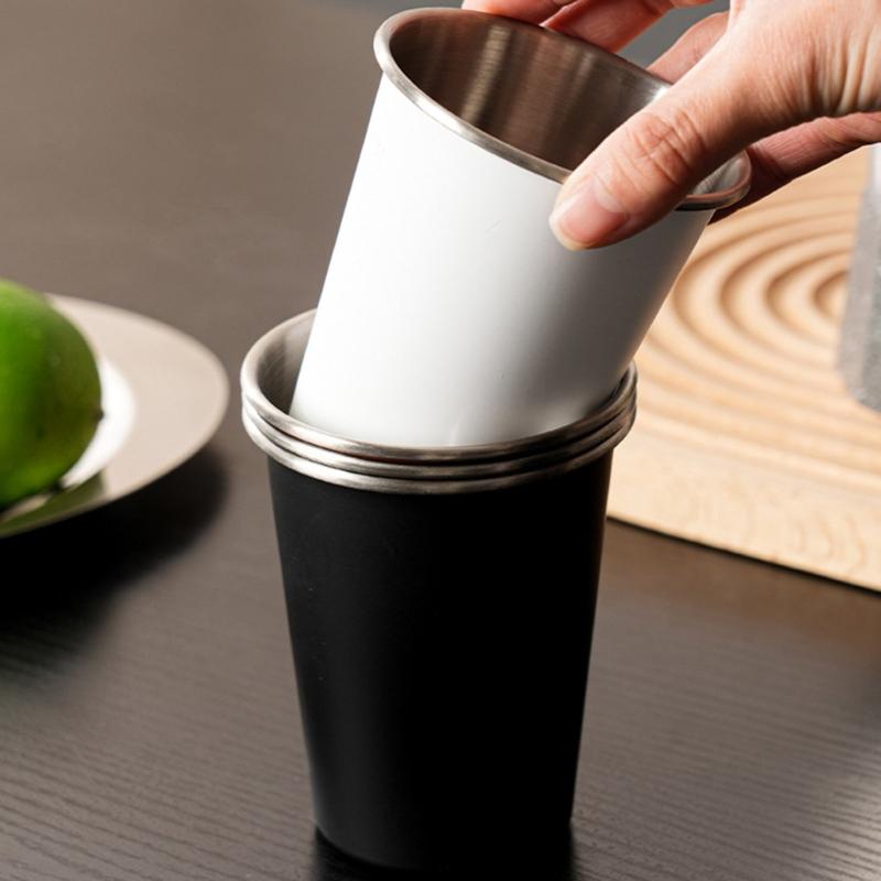4pcs Stainless Steels Drinking Cups Outdoor Travel Cups 350ml Coffees Milk Beer Mug Stackable Camping Cup Enduring