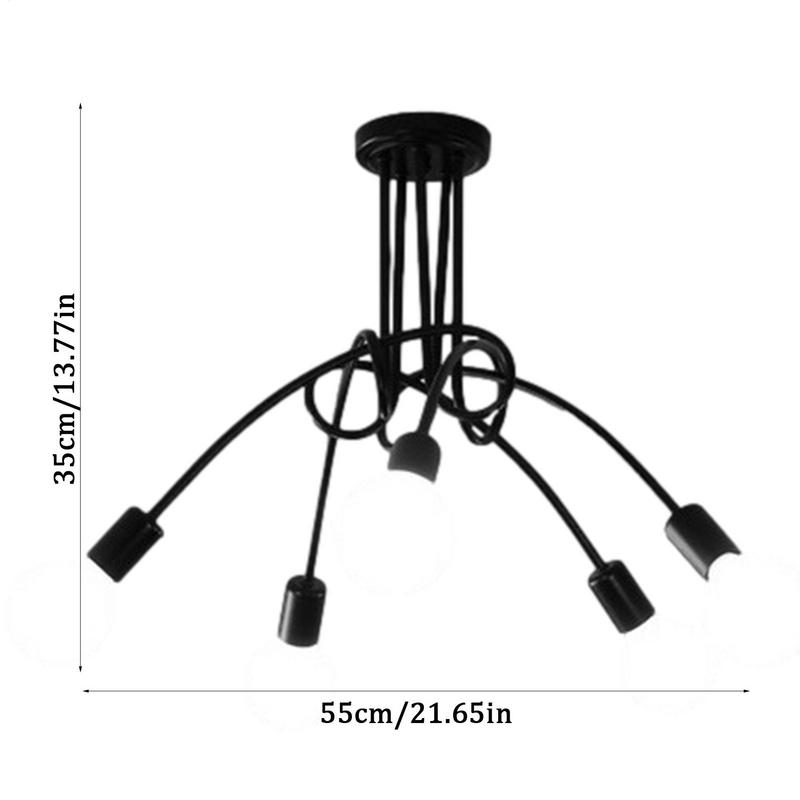 5 Light Sputnik Chandelier Modern Farmhouse Lighting Semi Flush Mount Ceiling Lamp Retro Iron Pendant Light For Bedroom Kitchen