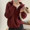 WTEMPO Women's Knit Zip Up Jacket Fall Winter High Collar Full Zip Sweater Cardigan, Long Sleeve Relaxed Fit Thick Knit Coat