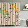 Badvorhänge Floral Duschvorhang Wasserdicht Badezimmer Dekor Set Cartoon Bunte Vögel Blätter 3D Gedruckt Waschbar Sondergröße