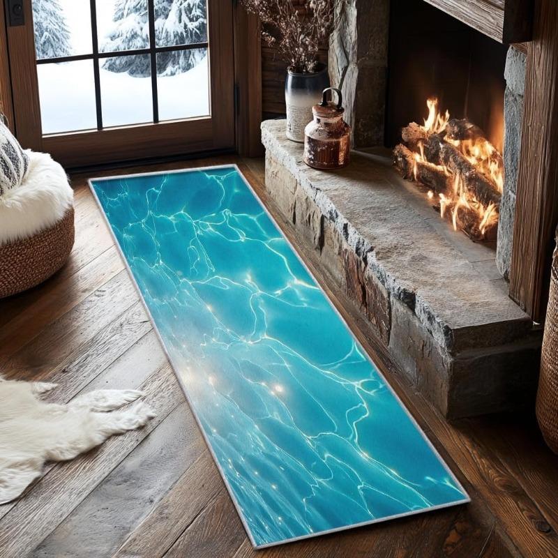 3D Ozeanwirbel Meereswelle Läuferteppich Naturstil Dekor Indoor Langer Flur Teppich Rutschfest Wohnzimmer Schlafzimmer Heimdeko Matte