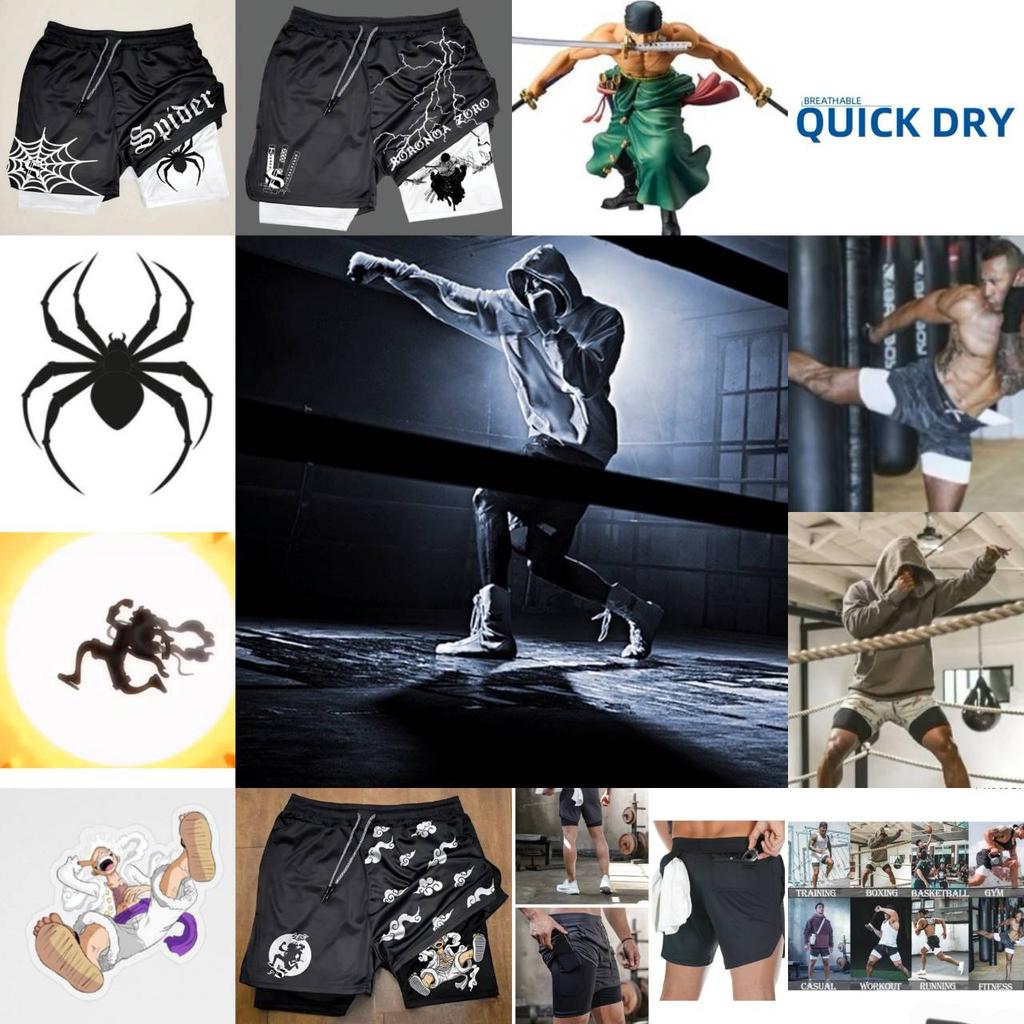 Muay Thai Kick Boxing MMA Shorts Onepiece Pirate Luffy Zoro Swordman Samurai Spider Men Women Unisex Sportswear Training Sport Gym Fitness Workout