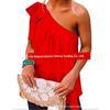 Slanted Shoulder Lace Up Sleeveless Top Pure Color Shoulder Shoelace Sleeveless Tops