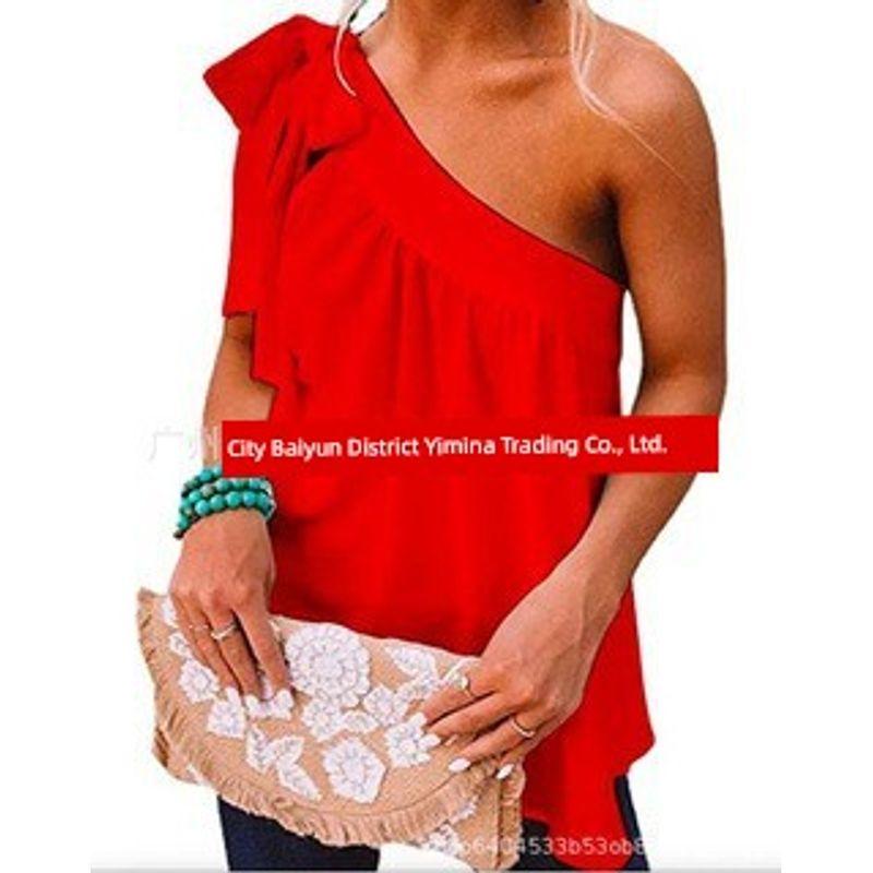 Slanted Shoulder Lace Up Sleeveless Top Pure Color Shoulder Shoelace Sleeveless Tops