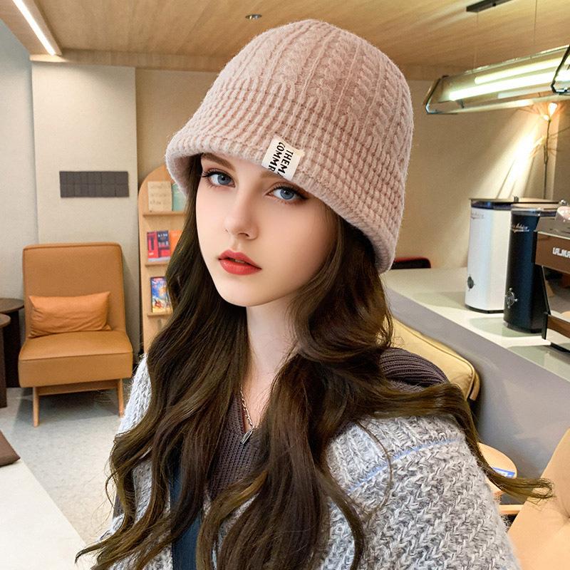 Korean Version of Autumn and Winter New Women's Outdoor Warm and Fashionable Small Basin Hat Casual Travel Color Blocking Bucket Hat