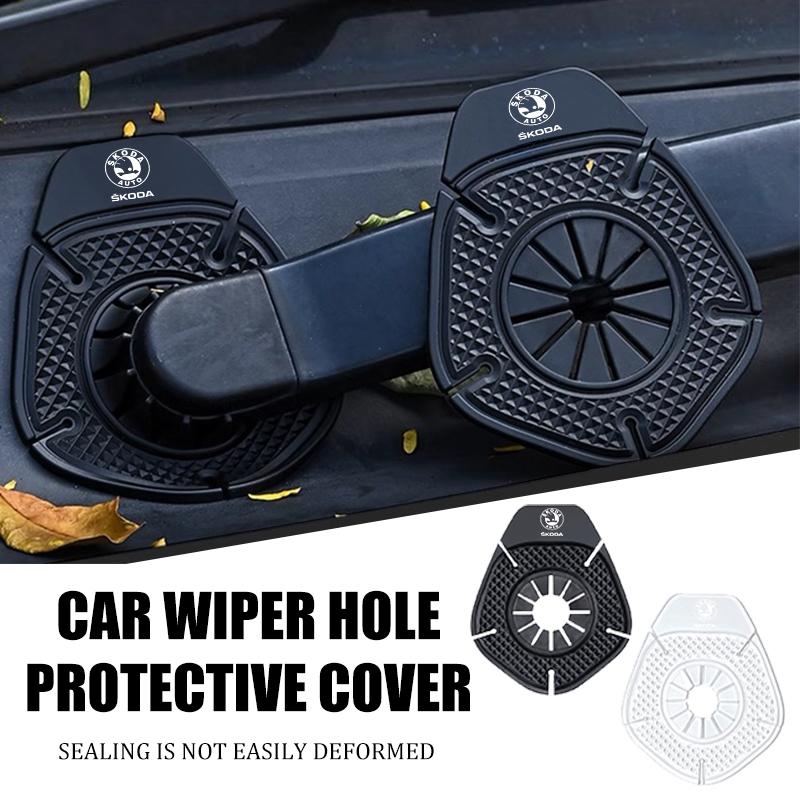 ZDH1 For Skoda Car Wiper Hole Protective Cover Windshield Wiper Bottom Silicone Pads Accessories Kamiq Karoq Octavia 2 3 Rapid Scala