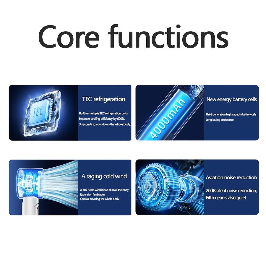 Portable Handheld Fan with Ice Sensation Cooling Technology, 4000mAh Rechargeable Battery, Foldable & Neck Hanging Design, Brushless Motor Mini Fan