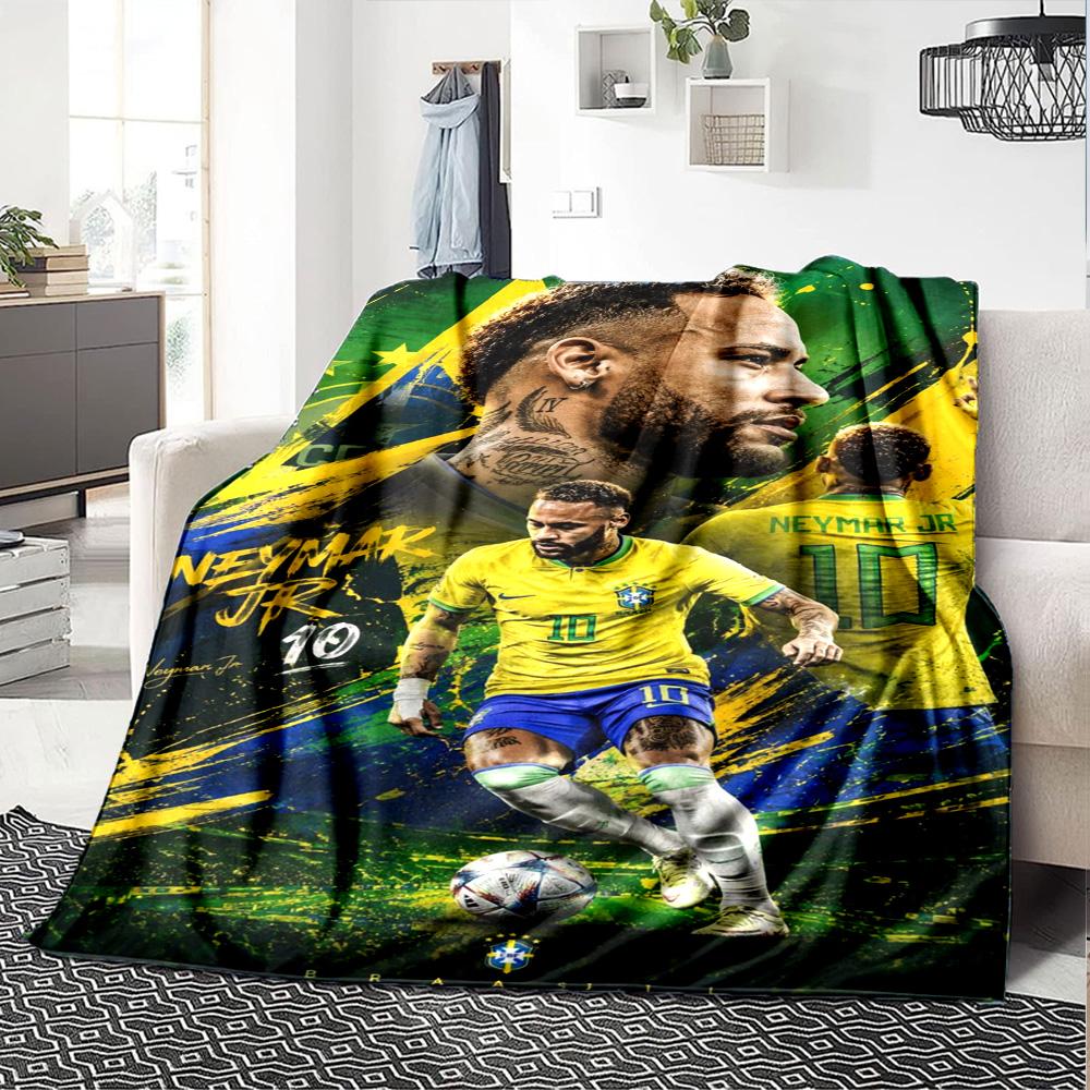 Neymar Jr Stampa Brasile Coperta di Flanella Alta Qualità Calda Confortevole Coperta per Tutte le Stagioni Perfetta per Regali Decorazione per la Casa