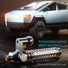 Cyber Truck Toy, 2.4GHz Remote Control Alloy Vehicle with Motorcycle and LED Lights, Model Pickup Tr