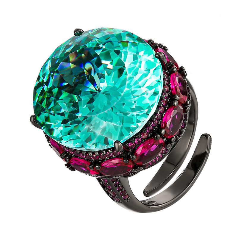 Jewelry Copper Bottom Gold-Plated Simulation Dry Rose Light Luxury Inlaid Ancient Ring Stone 18 * 20