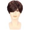 Mens Short Straight Brown Wig With Long Fluffy Bangs Synthetic Hair Daily Wear