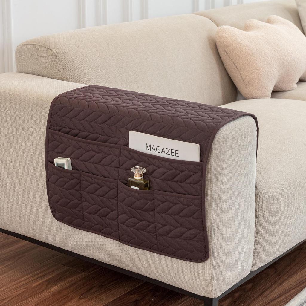 Multifunctional Sofa Armrest Organizer with Storage Pockets for Magazines and Remotes