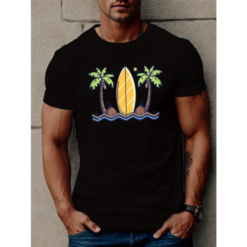 European sizes Surf Men s Short Sleeve T-shirt Summer T-shirt Top S чёрный