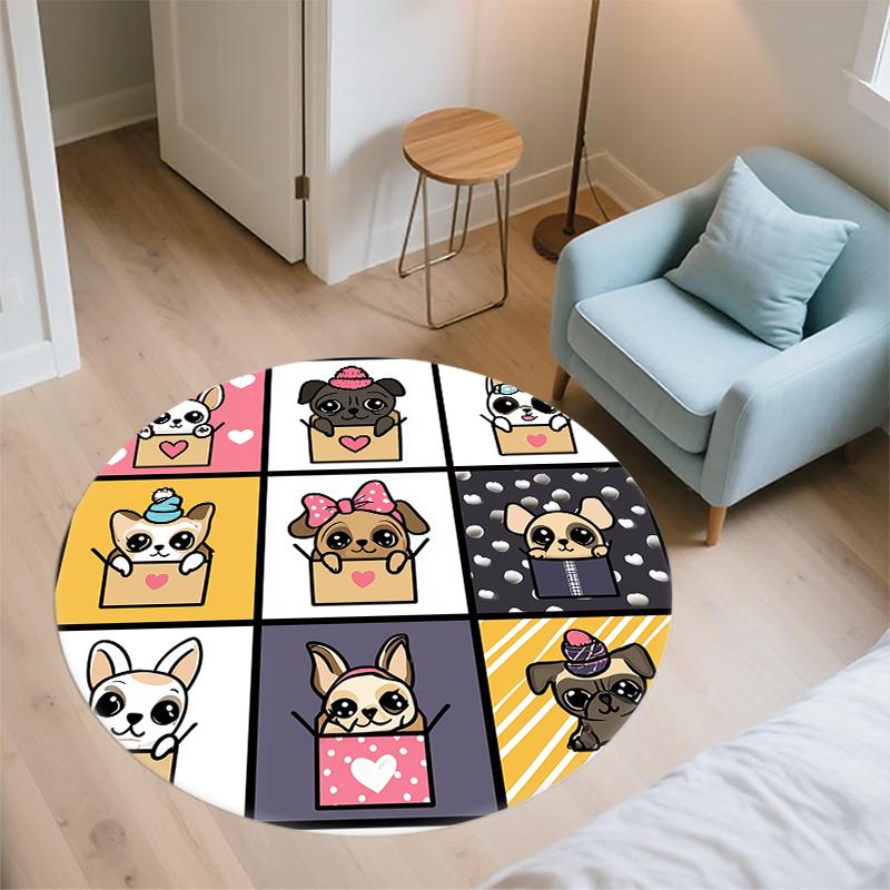 Cartoon Animal Pattern Round rug,Carpet Rug for Living Room Bedroom Sofa Playroom Decor,Non-slip Floor Mat,Holiday Gifts and Birthday Gifts.