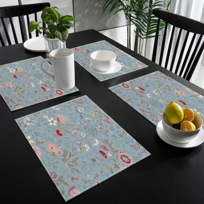 Marine Shell Pattern Placemat, Digital Printing, Classic Check Design, Suitable for Country Kitchen, Restaurant, Party