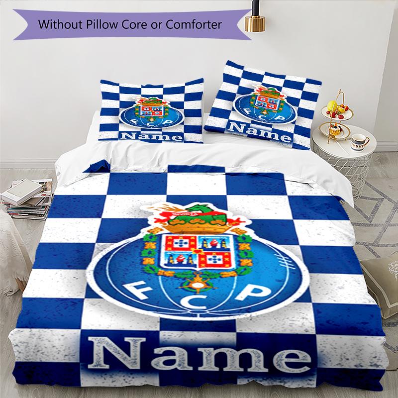 3Pcs Custom Name Fc Porto Bedding Set Duvet Cover Closure Includes 1Duvet Cover 2Pillowcases Soft And Comfortable For All Seasons