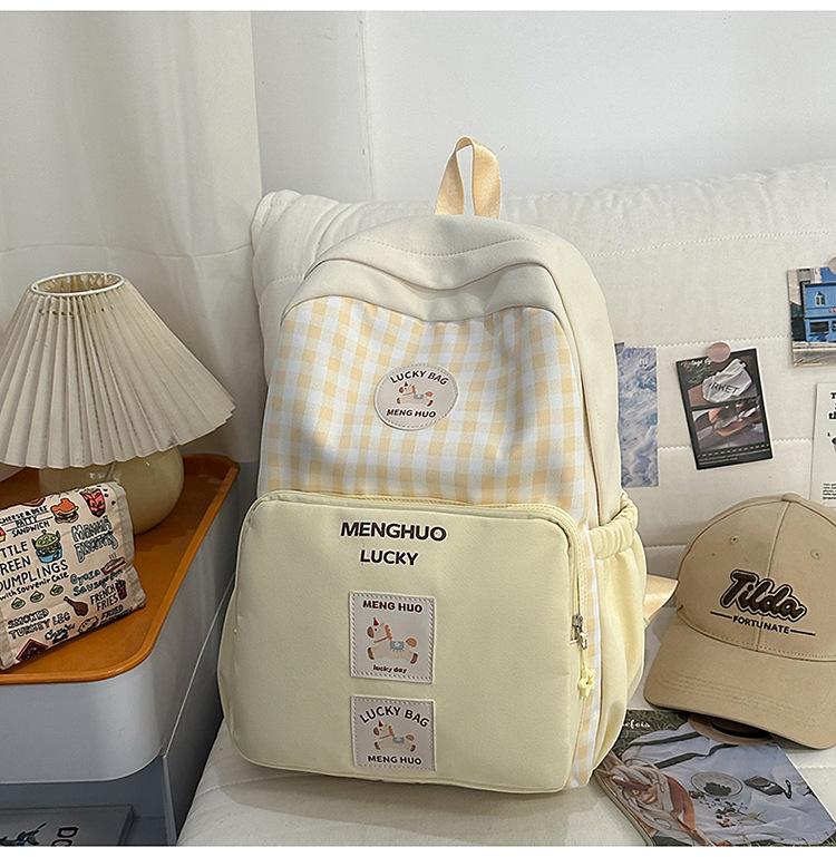 Schoolbag Japanese 1011 new high-value ins sweet plaid backpack middle school student schoolbag lightweight large-capacity backpack