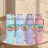 1PC Beach Sunglasses Slogan 750ml Color Plastic Sports Water Bottle Leakproof Flip Straw Lid Suitable for Sports Office Home Use