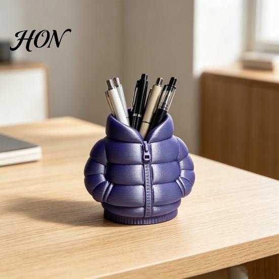 Gift for Teachers Down Jacket Pen Holder, 3D Printed Funny Puffer Pencil Cup, Holder Office Small Desk Organizer Storage Box Home Desktop Decor Marker
