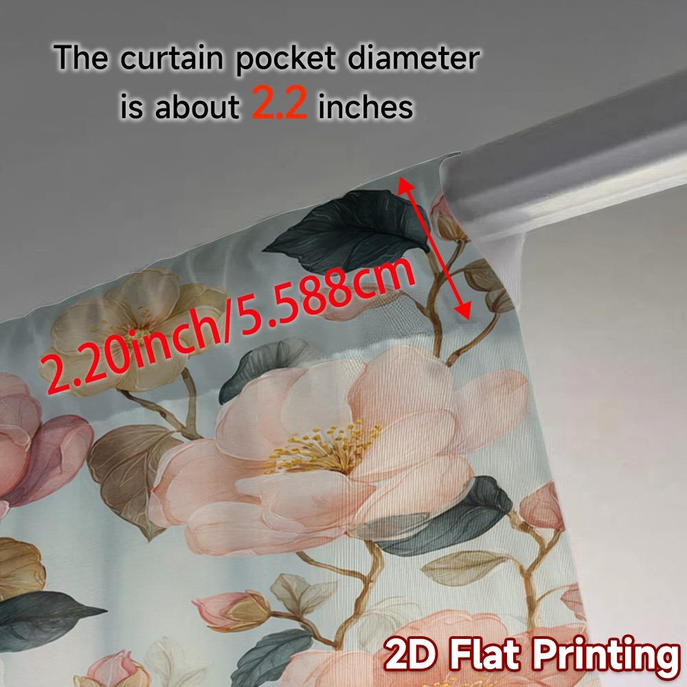 2D FLAT PRINTING 2pcs Curtains (Without Rod) Floral Spring Blossom Design(1) Easter holiday curtains with digital printing