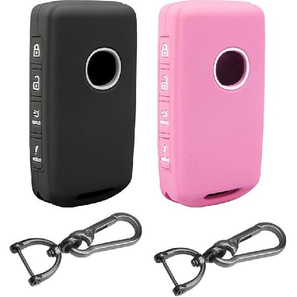 2Pcs 4 Buttons Silicone Rubber Key Fob Cover Compatible With 2025 2024   Mazda 3 6 CX-3 CX-5 CX-9 CX-30 CX-50 CX-90 MX-5 Miata MX-30 EV Carbon Fiber