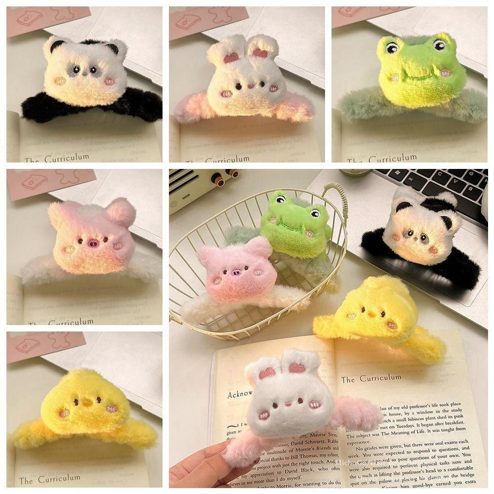 Elegant Doll Plush Panda Hair Claw Rabbit Frog Animal Shark Clip Cartoon Large Size Winter Cross Hair Clip Daily