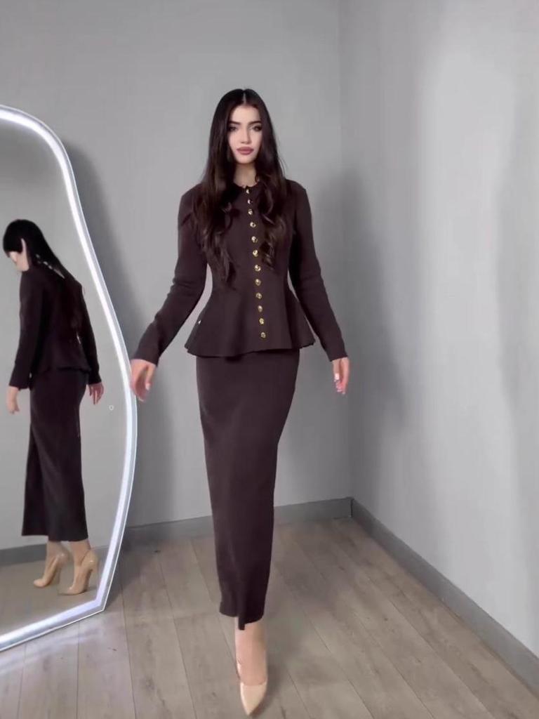 Elegant Intellectual European Long Sleeve Dress Set - Autumn 2025 New Style