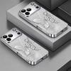 Grey Pearl Butterfly Flower Electroplated Silver Phone Case For iPhone 15 17 16 14 13 12 11 Pro Max Plus 16E 17Air XR 7 8 Cover