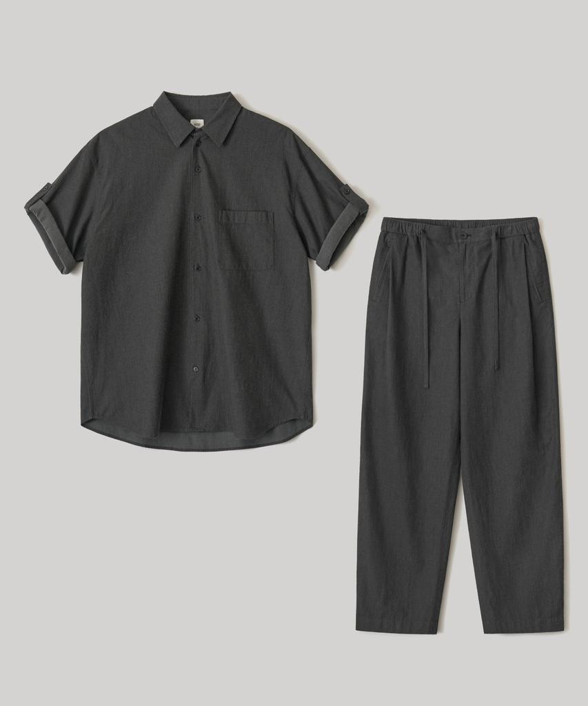 ANOTHER OFFICE [Set] Pique Chambray Set_Up (Black Stripe)