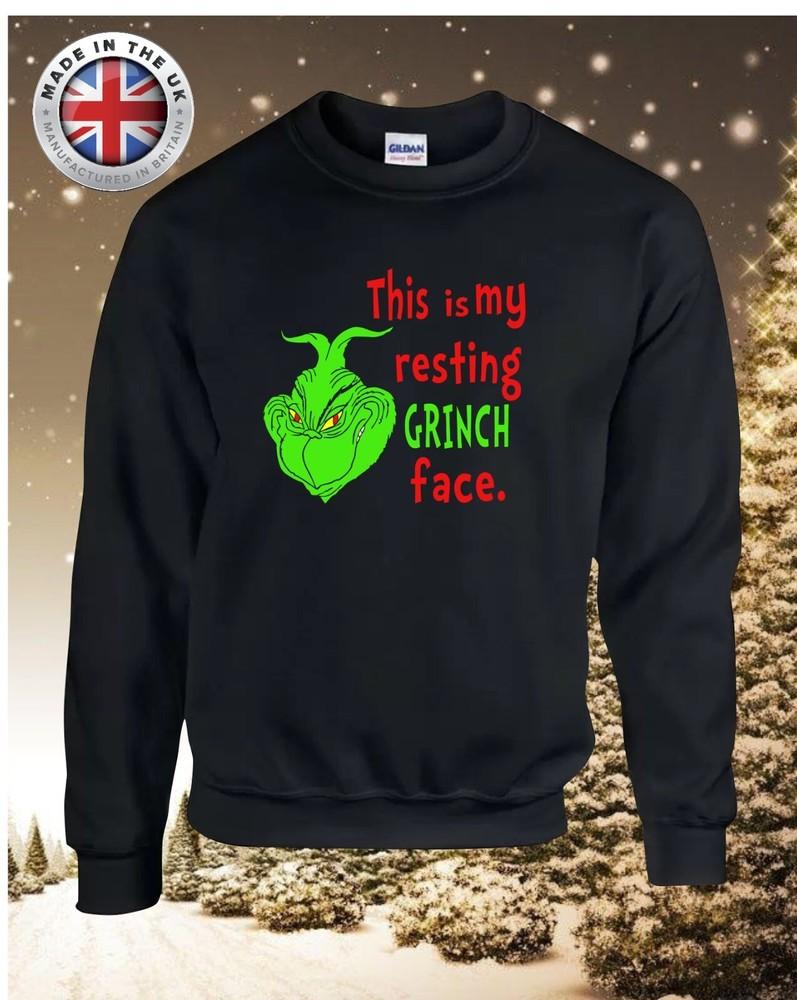 Grinch sweater Christmas sweater  This Is My Resting Grinch Face  black jumper 2XL
