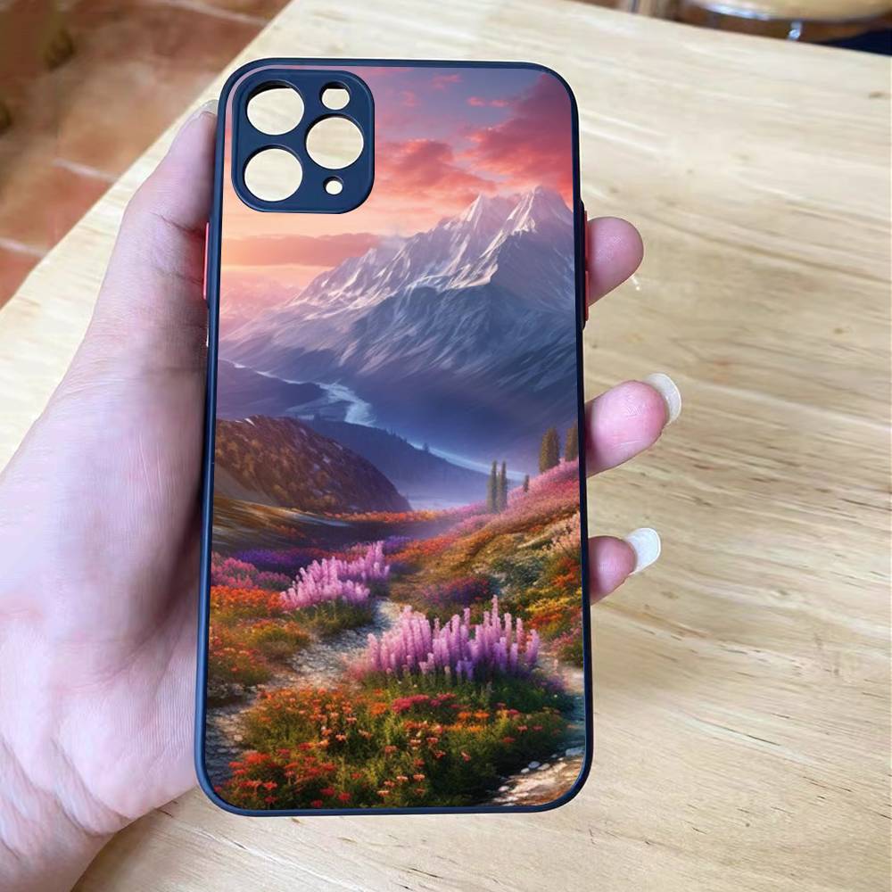 Landscape Painting Shockproof For iPhone X XR XS 11 12 13 14 15 16 pro Mini MAX transparent Matte Phone Case