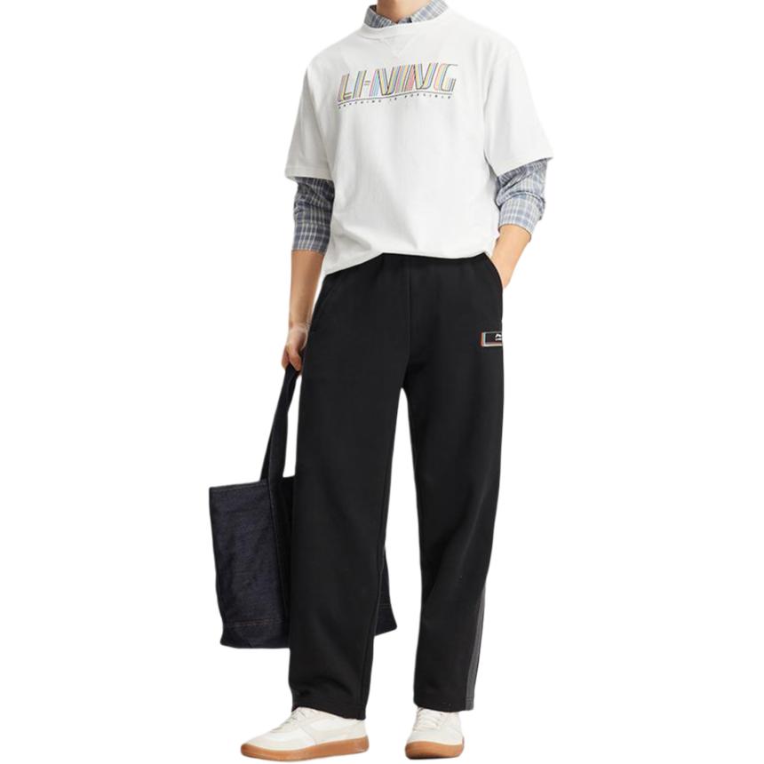 Li Ning Sports Lifestyle Serie Logo Buchstaben Farbblock Gestrickte Sporthose Herren Unterteile AKLW337-3