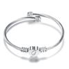 Stylish Women's Bracelet: Stainless Steel Peach Heart with Braided Cable and European-American 26 Letters Design