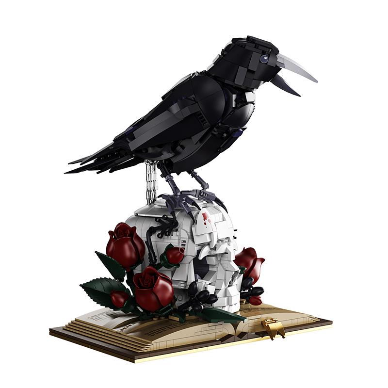 Dark Academia Gothique Crâne de Corbeau Briques de Construction MOC Corbeau Sinistre Décor de Bureau Briques Créatives Jouet d'Assemblage Cadeaux de Fêtes 1358Pcs