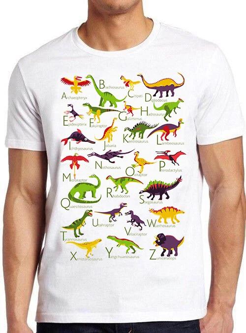 Dinosauri Alfabeto dalla A alla Z Meme Regalo Maglietta Giocatore Cult Movie Vintage T-shirt M660