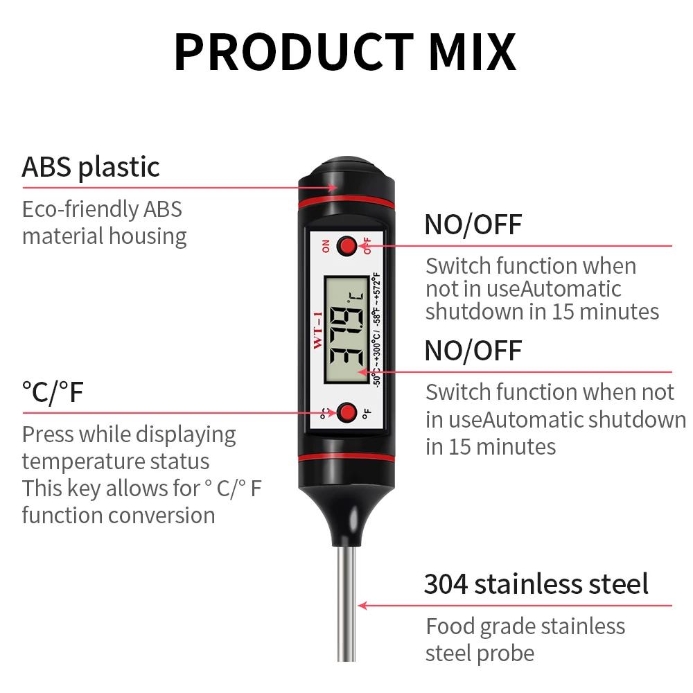 Digitales Lebensmittelthermometer Elektronisches Küchen-Kochthermometer für Fleisch BBQ Milch Öl Temperaturmesser