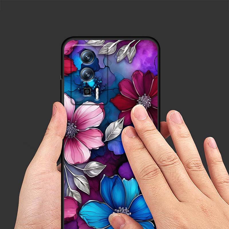 Butterfly flower pattern Phone Case For Xiaomi Redmi 12 13C 12C 13 10C 9T A2 9A 9C 7A Note 10S 8T 10 9 8 Pro 4G 5G Black