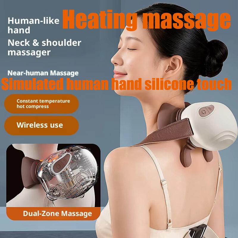 Neck Massager With Real Hand Simulation Wireless Portable Neck And Back Massager 4D Kneading Massage Design For Pain Relief