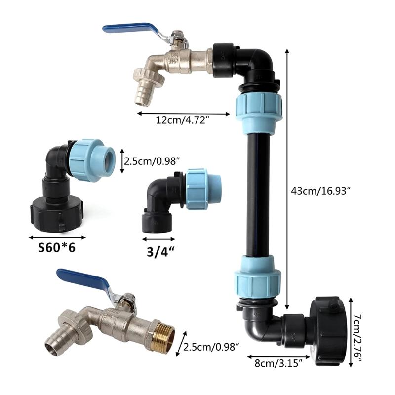 1000L Wassertank Zubehör IBC Schwanenhals Auslaufhahn IBC Behälteradapter für Wassertank IBC 3/4 Zoll Hahnadapter