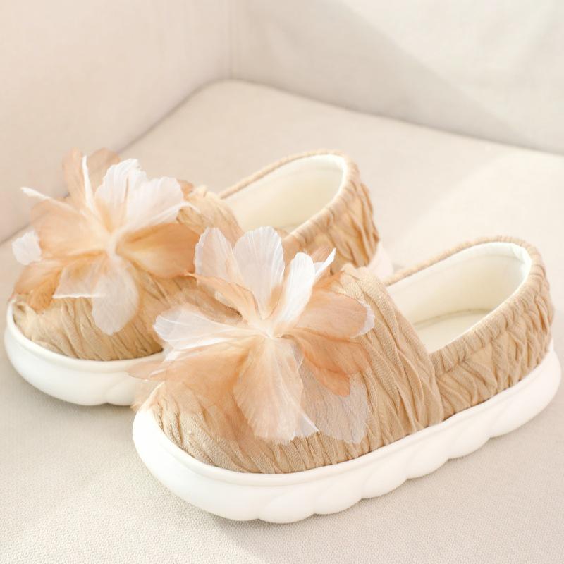 

2025 Осень/Зима Хлопковые тапочки для беременных женщин - Фея цветов, Закрытая пятка, Толстая подошва, Нескользящие EU 38-39