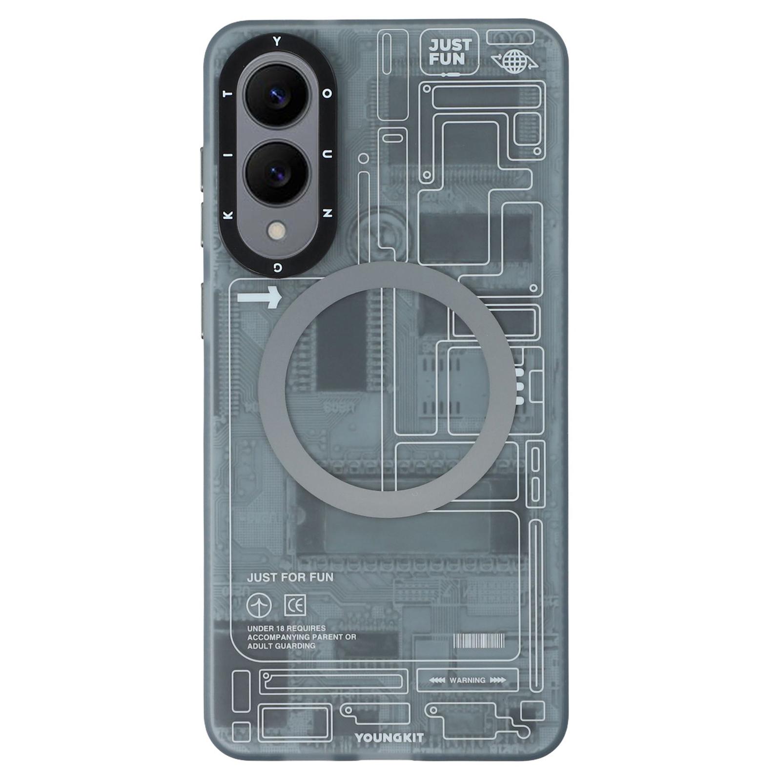 

For Samsung Galaxy S25 Edge Magnetic Case IMD Circuit Board PC TPU Phone Cover Matte Finish Black