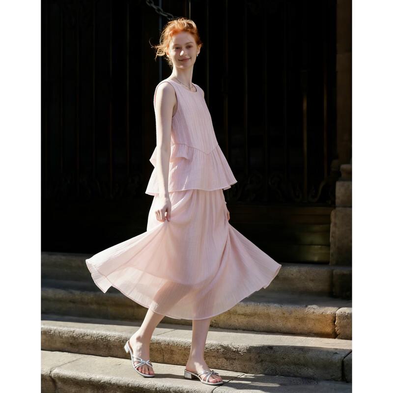 Demana Summer Lyocell Faux Two-Piece Sleeveless A-Line Dress