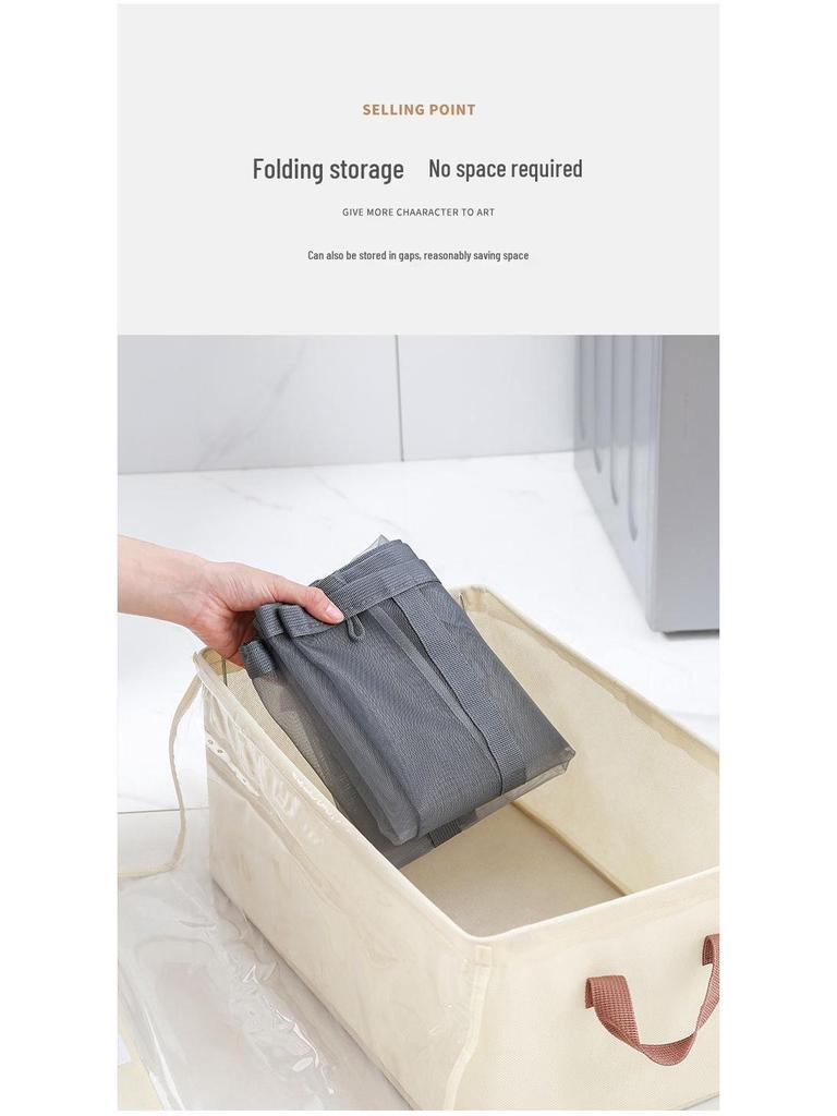 Portable Foldable Wall-Mounted Laundry Basket: Large Capacity Mesh Storage for Bathroom and Toilet.
