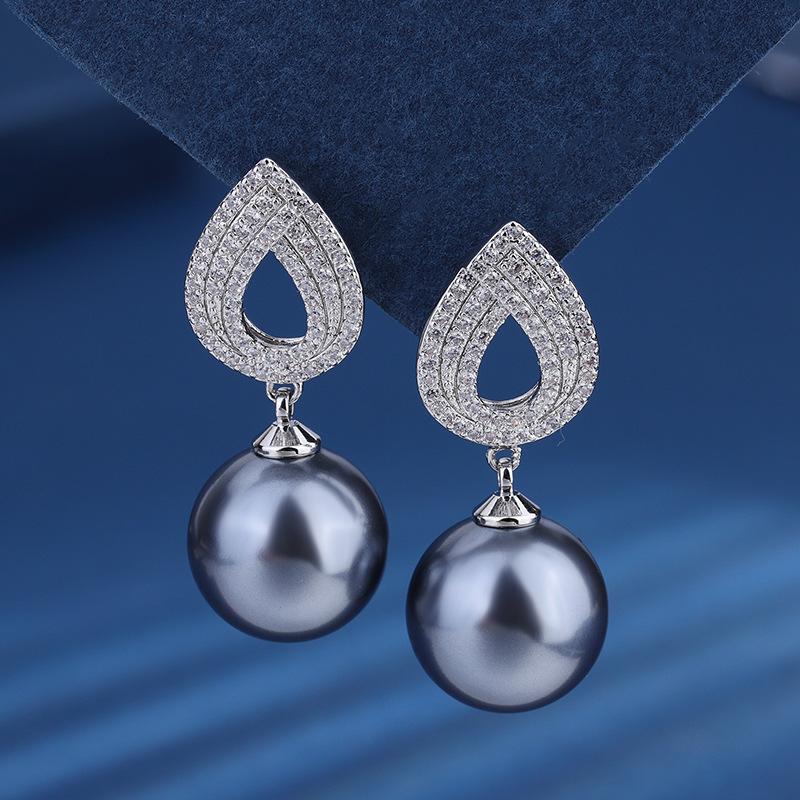 

Jewelry Copper Bottom Gold-Plated Inlaid Fritillary Pearl Gray Pearl Set 14Mm